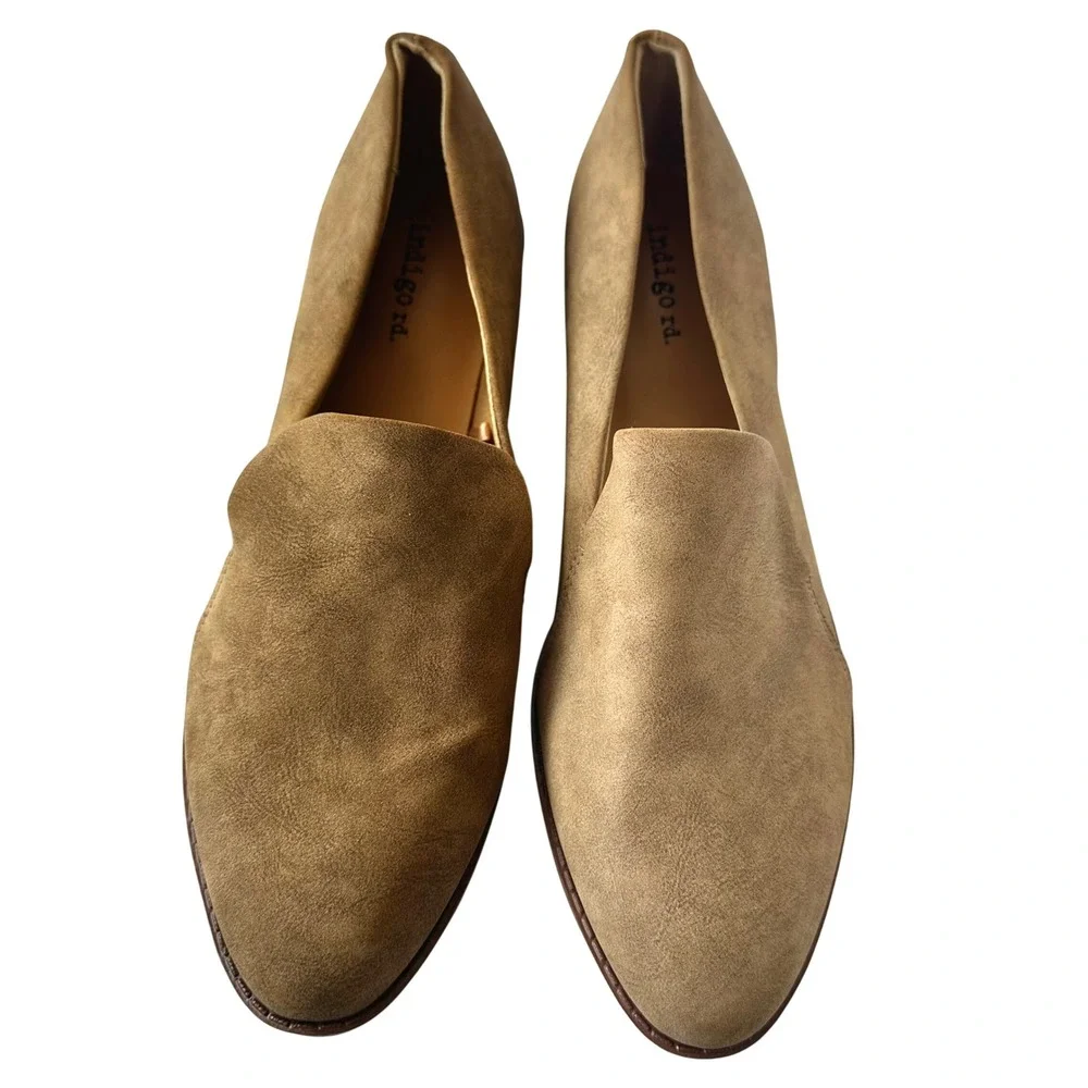 Indigo Rd Halen Loafers Womens 8.5 M Tan Brown‎ Faux Suede Slip On Flats Shoes